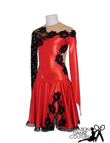 Robe De Danse Dos Nu Fleurée - Patinage Artistique, Danse Lyrique, Tenue De Spectacle Femme